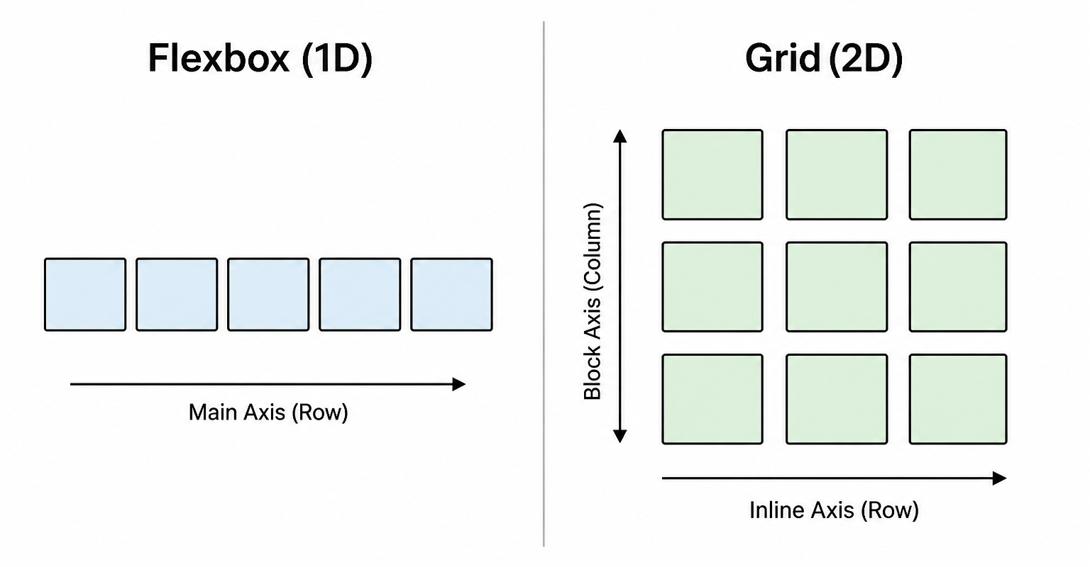 Flexbox vs Grid diagram