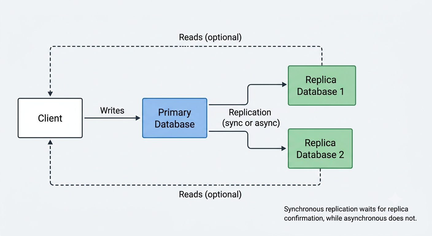 Primary-replica database replication diagram