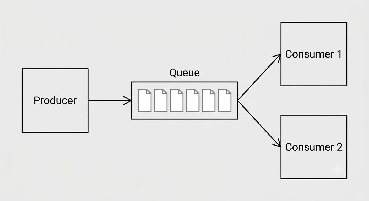 Producer-consumer message queue diagram